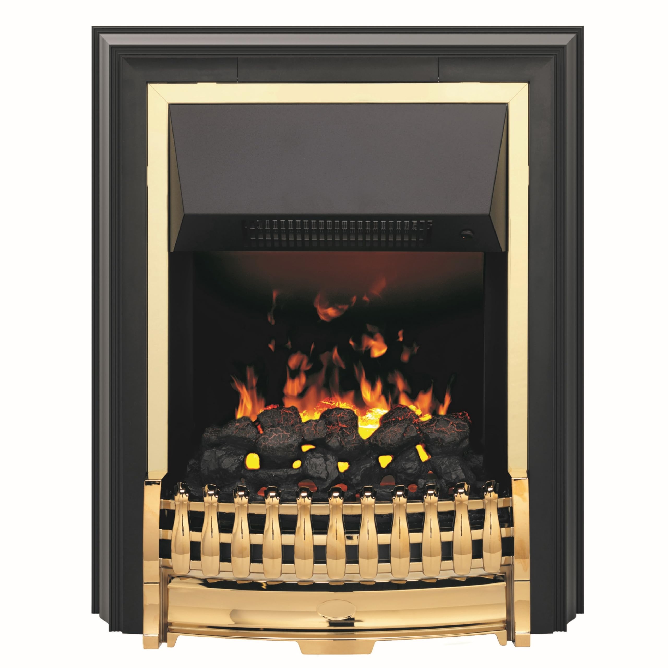 Dimplex Bramdean Optimyst Water Vapour Freestanding Electric Fire, Real Flame Effect, Brass Fireplace, Coal Fuel Bed, 1000W/2000W Fan Heater, Energy Efficient Flame Only, Thermostatic, Remote Control