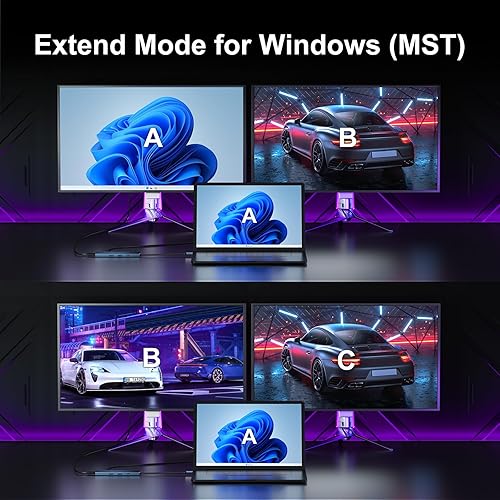 Miniatura 10 de Adaptador USB C a HDMI dual 4K a 30Hz, adaptador multipuerto USB C Hub KOZYC con 2 HDMI, USB 3.0, 100 W PD, compatible con divisor USB C a HDMI