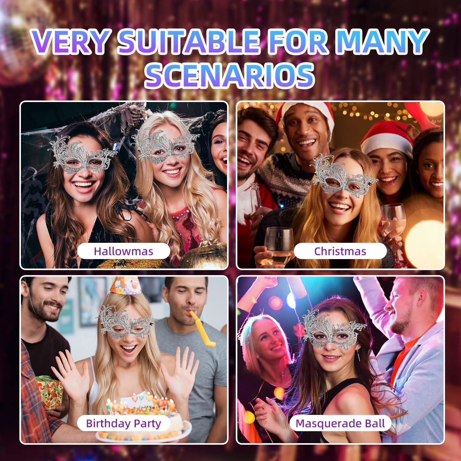 Venetian Lace Masquerade Mask for Women, Elegant Eye Mask for Carnival, Ball, Wedding, Mardi Gras Costume Party - Image 5