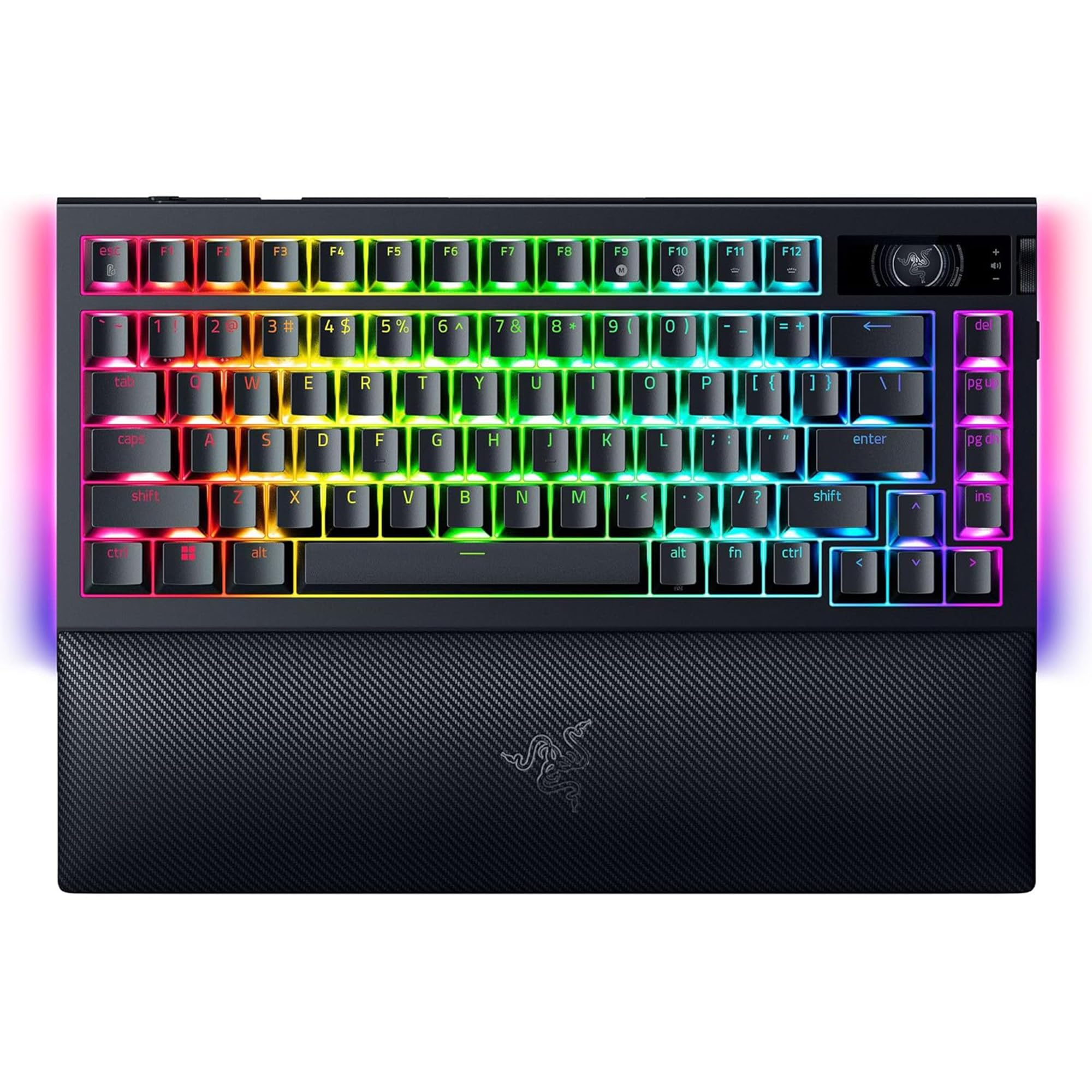 Razer BlackWidow V4 Pro 75% - Teclado de Juego inalámbrico Intercambiable en Caliente - Pantalla OLED (dial de comandos, 4K Hz y conectividad Bluetooth, reposamanos magnético) Diseño US | Negro