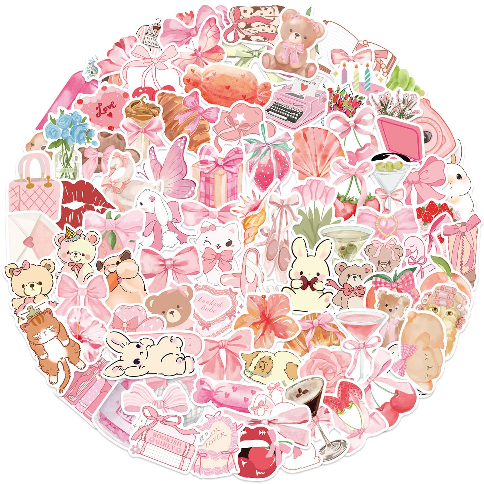 Lot de 100 autocollants en vinyle rose pour personnaliser une gourde et un ordinateur