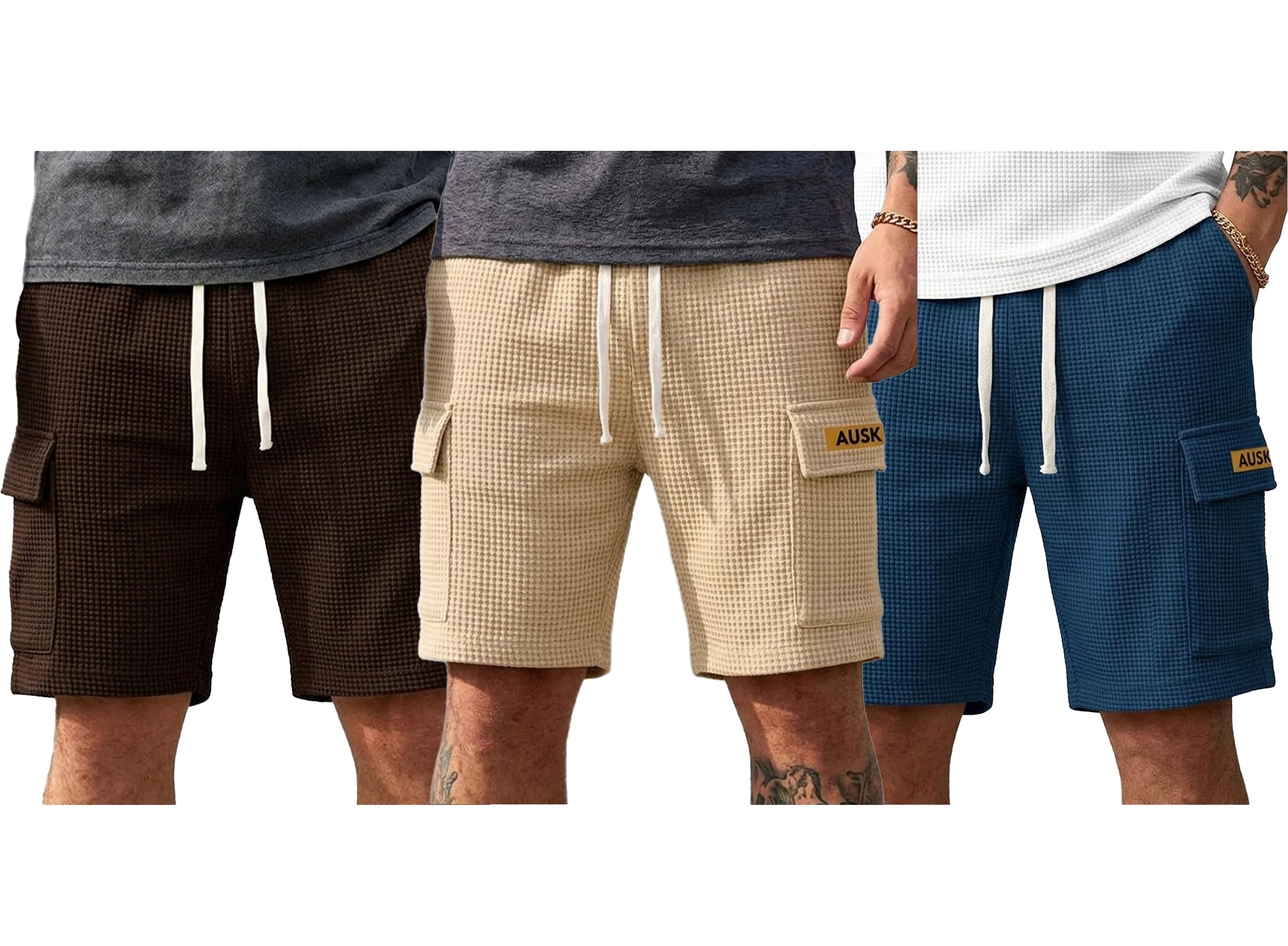 ausk Men's Cargo Shorts | Premium Casual Shorts for Men | Elastic Drawstring Waist | Utility Pocket Design | Comfortable Lightweight Shorts for Everyday Wear-picture-15