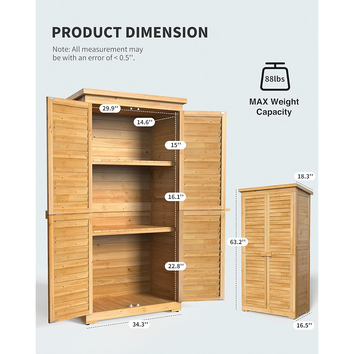 42/mo Finance Gizoon Outdoor Storage with 3 Shelves, Double