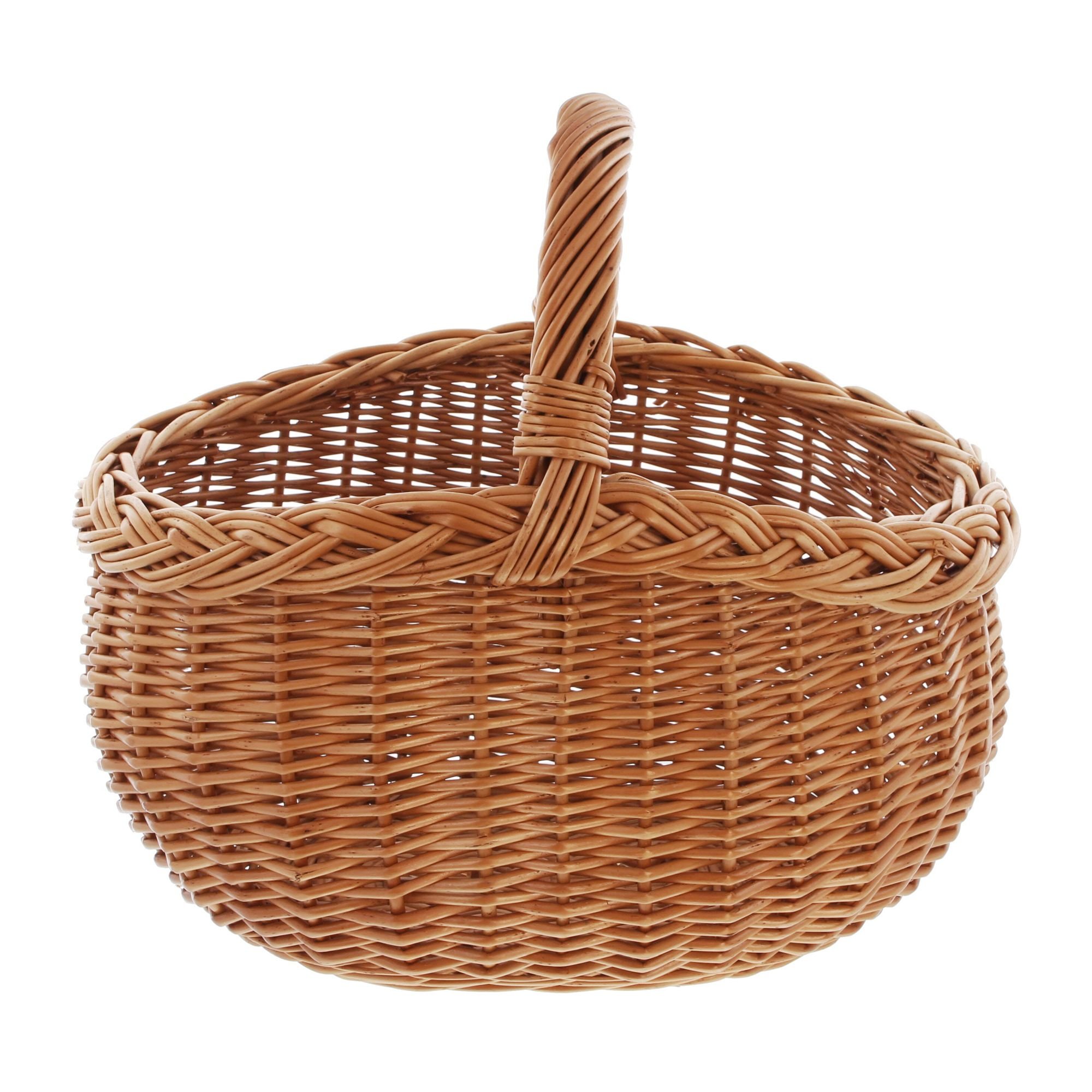 Cesta de la compra, mimbre natural trenzado solidement, borde trenzado
