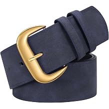 WHIPPY Wide Chunky Belt for Women Dresses Fashion Ladies Thick Suede Belt with Retro Gold Buckle
