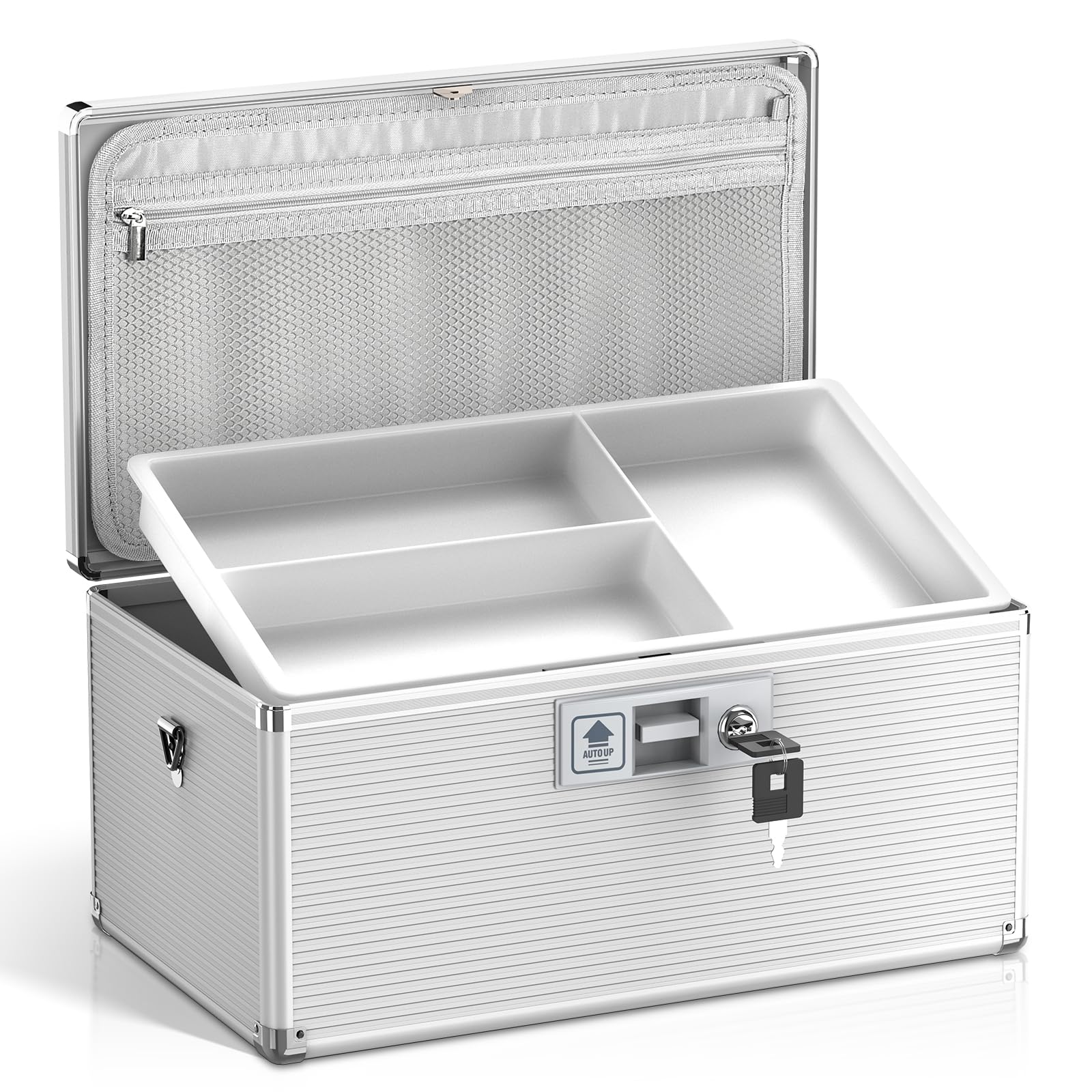 Lockbako Medicine Lock Box with Key, Alluminum Alloy Box for Medication,First Aid Box with a Removeable Tray to Store Medicines & Pills for Home,