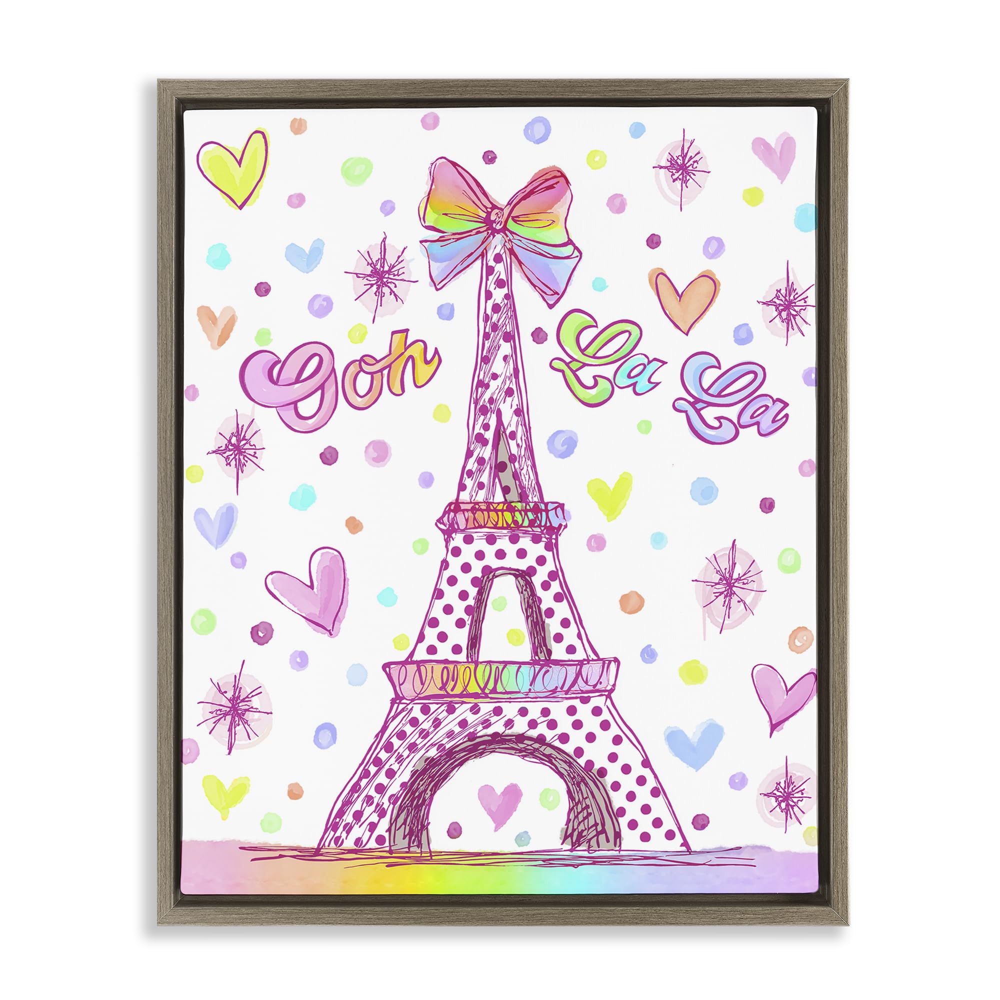 Stupell Industries Montalcino Elm (Textured) 'Bright Pastels Eiffel Tower'| Floating Frame Canvas Art