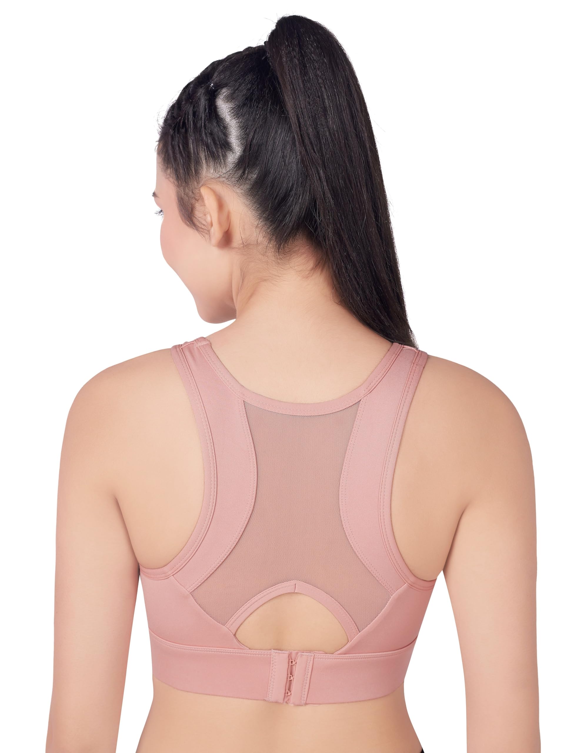 Women's Padded Sports Bra with Mesh Racerback for Gym/Yoga/Workout, Size S to 2XL-image-35