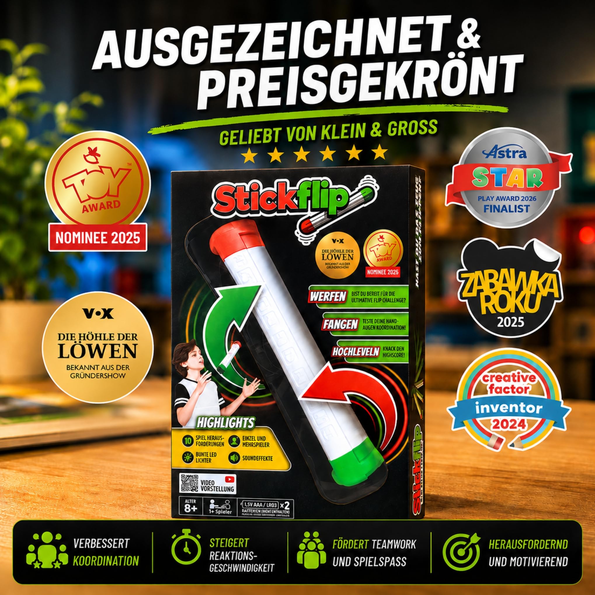 Wie viele Flips Kannst du Werfen? | Die selbstzählende Flip Challenge | 10 Skill Spiele jeweils mit Highscore | Cooles Spielzeug für Kinder Teenager & Erwachsene | Solo und Multiplayer