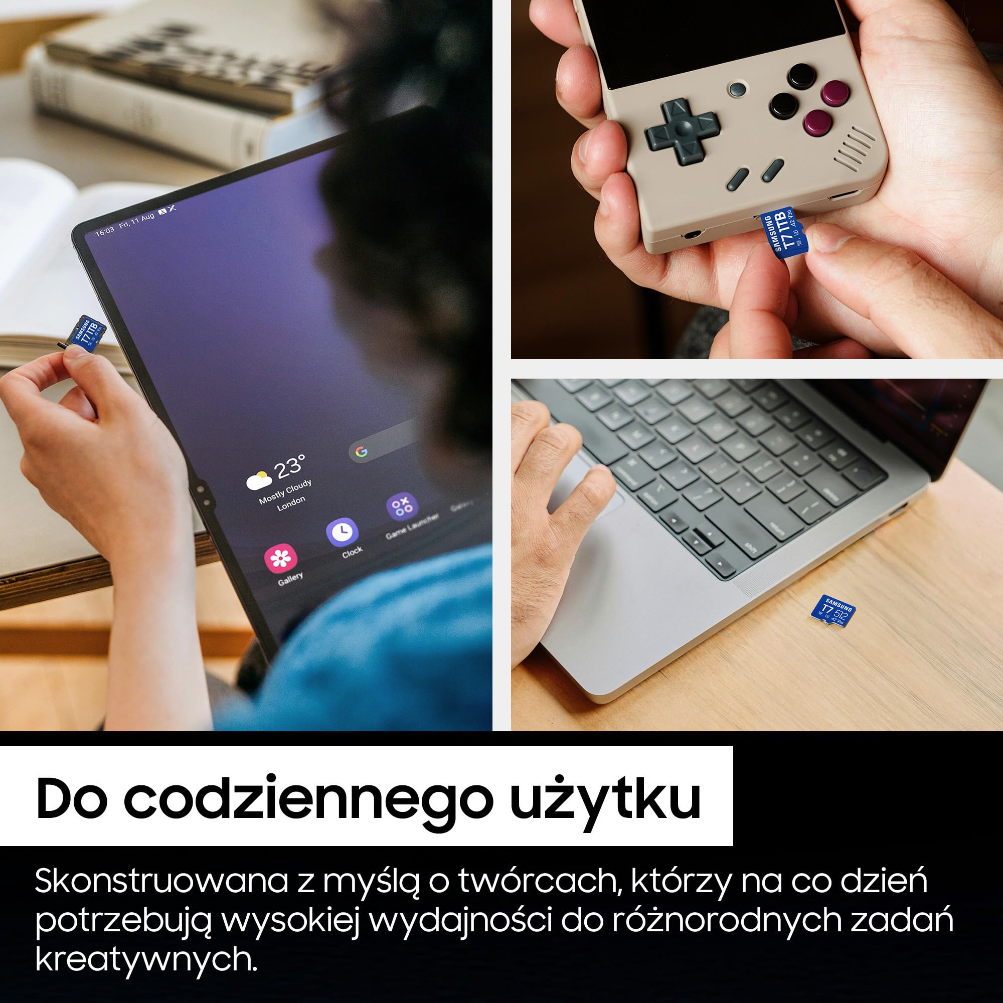 Karta microSD Samsung T7, 128 GB, karta pamięci do gier mobilnych na smartfony, tablety i konsole przenośne, UHS-I U3, Full HD i 4K UHD, prędkość odczytu 170 MB/s, MB-MB128T/WW