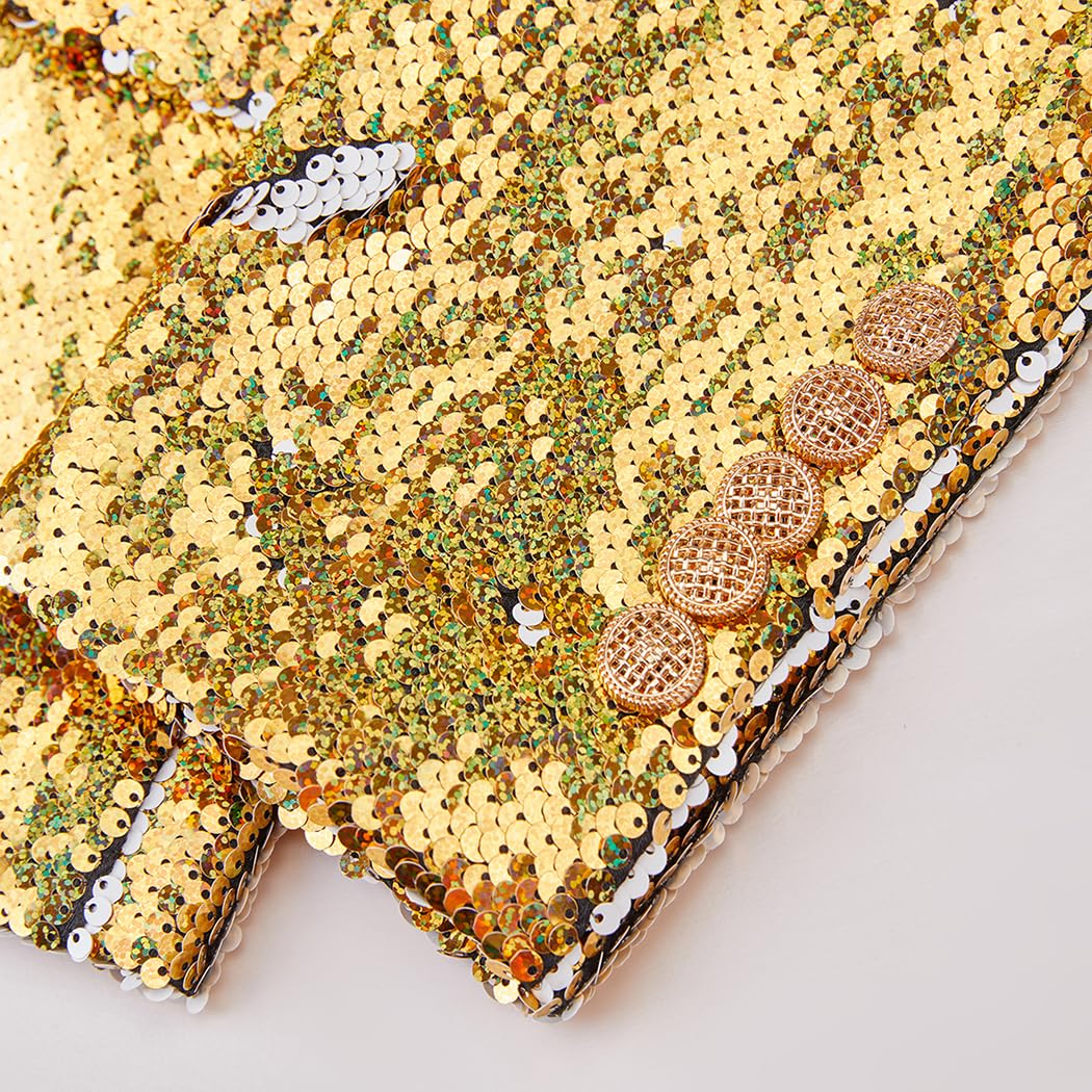Moda Donna Doppiopetto Banchetto Festa Festa Paillettes Maniche Lunghe Giacche
