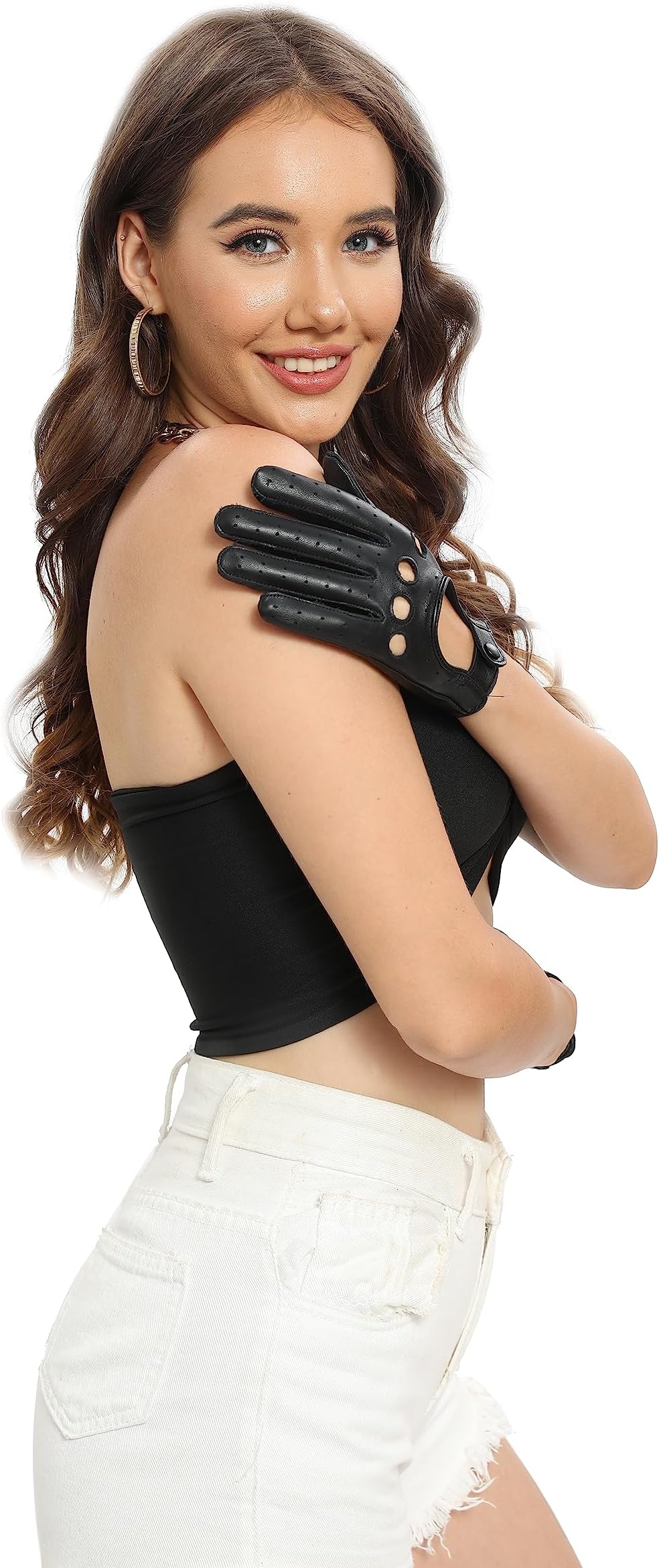 MGGMOKAY Women's Leather Driving Gloves Touchscreen Thin Soft Sheepskin Motorcycle Riding Gloves Unlined