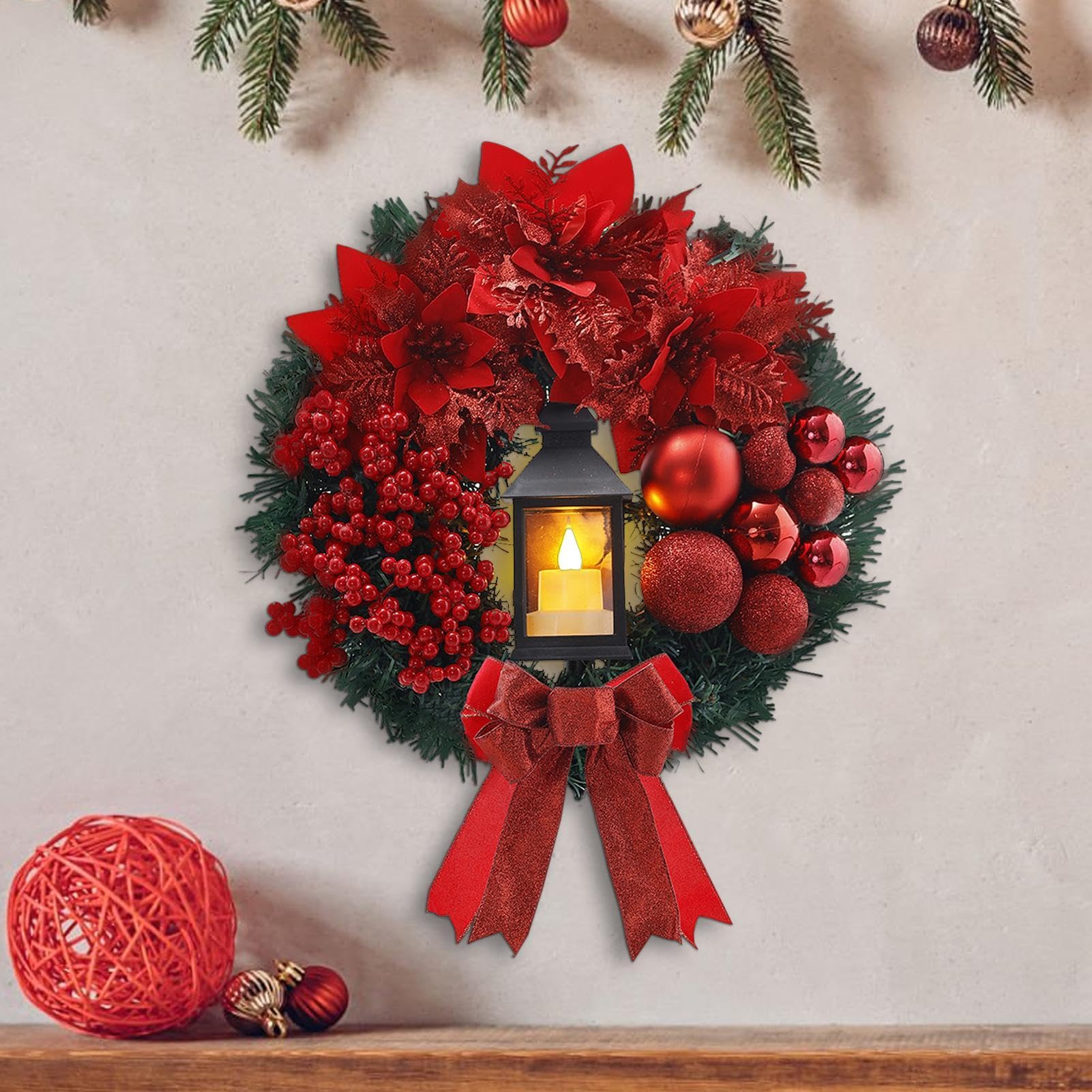 ⌘ クリスマスリース ⌘ ホリデーシーズンのクリスマスリース Amazon.co.jp: ライト付きクリスマスリース、ホリデーリース