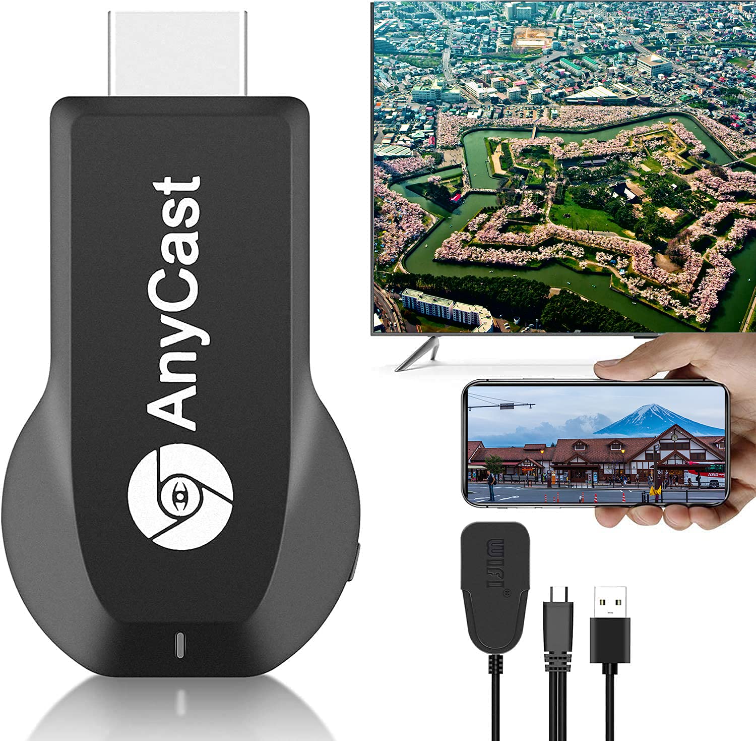 Amazon 2021最新anycast Phoneテレビ接続 Androidテレビ接続iphoneをテレビに映す 携帯画面をテレビに映す Hdmi 無線 ミラーリング Hdmi 変換 ケーブル 高品質 高画質動画転送 Iphoneテレビ出力 高解像度 Hd1080p Iphoneの動画 ゲーム を テレビ出力 タイムラグなし