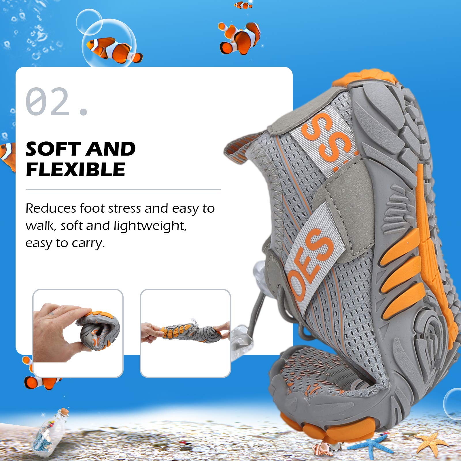 DimaiGlobal Calzado Descalzos Niñas Niños Zapatillas de Trail Running Barefoot Secado Rápido Zapatos de Agua Transpirable Antideslizante para Playa 30EU Gris
