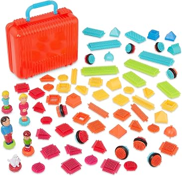 Battat Bristle Blocks STEM Interlocking Building Blocks 85 Pieces Playset Reusable Storage Bin Developmental Toys for Toddlers & Kids 2+ Years