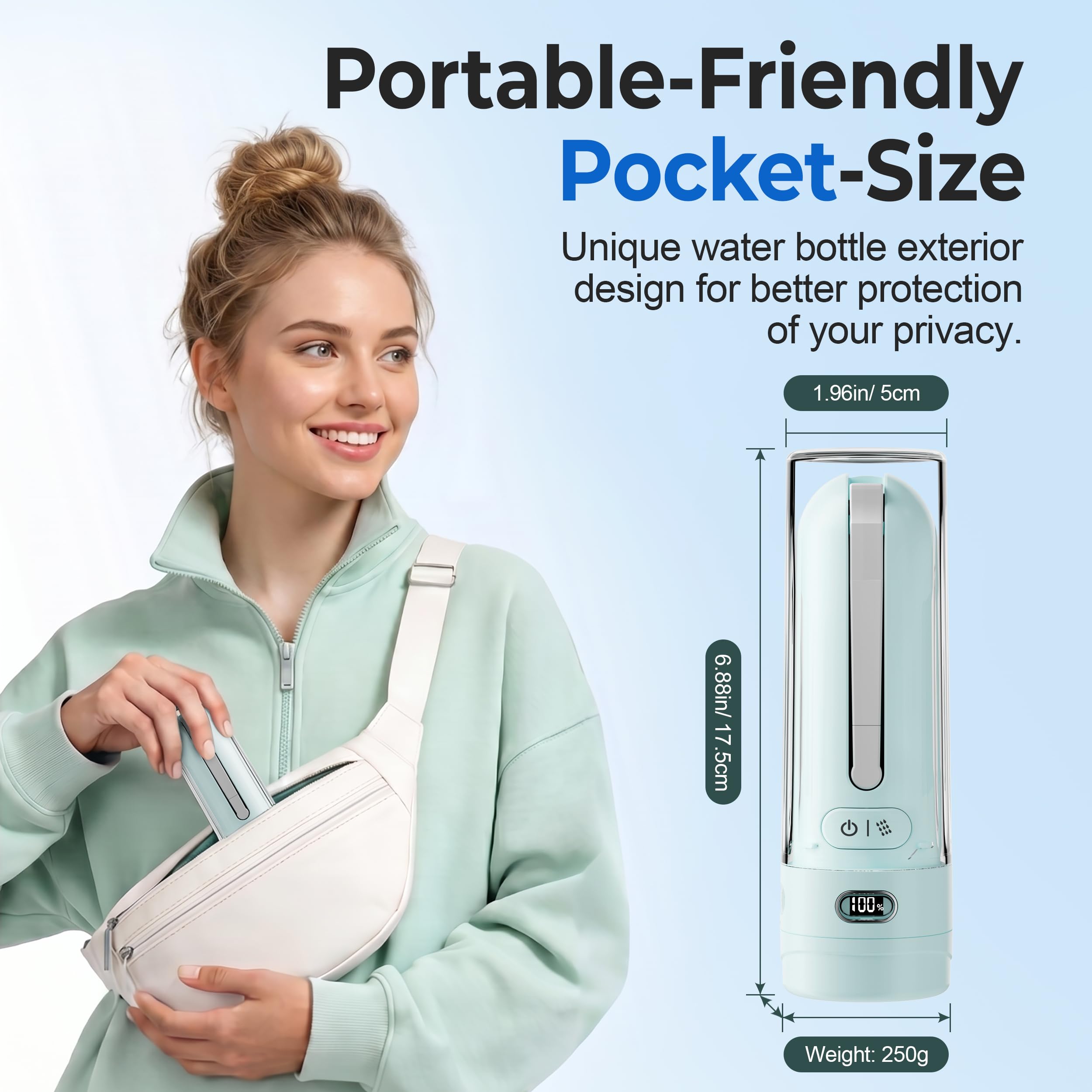 Bidet portatile da viaggio | Bagno - Bidet elettrico ricaricabile con 3 pressioni | Impermeabile per la massima igiene personale per la pulizia a casa, ufficio e campeggio (Aqua)