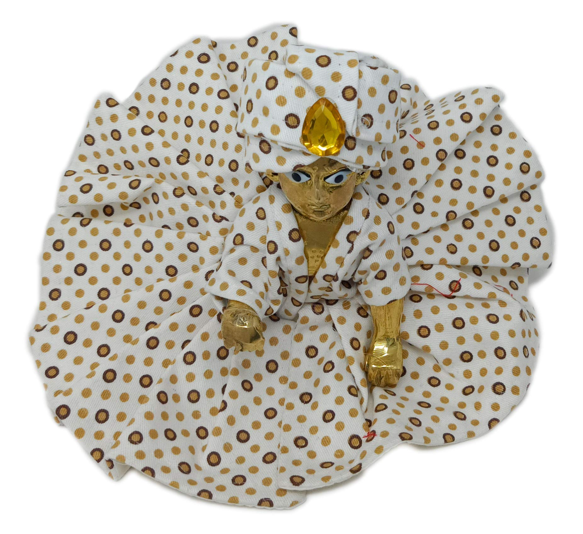 GenericAashita Creations Beautiful Handmade Laddu Gopal/Kanha Ji Stretchable Heavy Lycra Printed Fabric Summer Special Designer Little Krishna Dress/Poshak with Saafa/Pagdi - Print03, Size : 5 No.