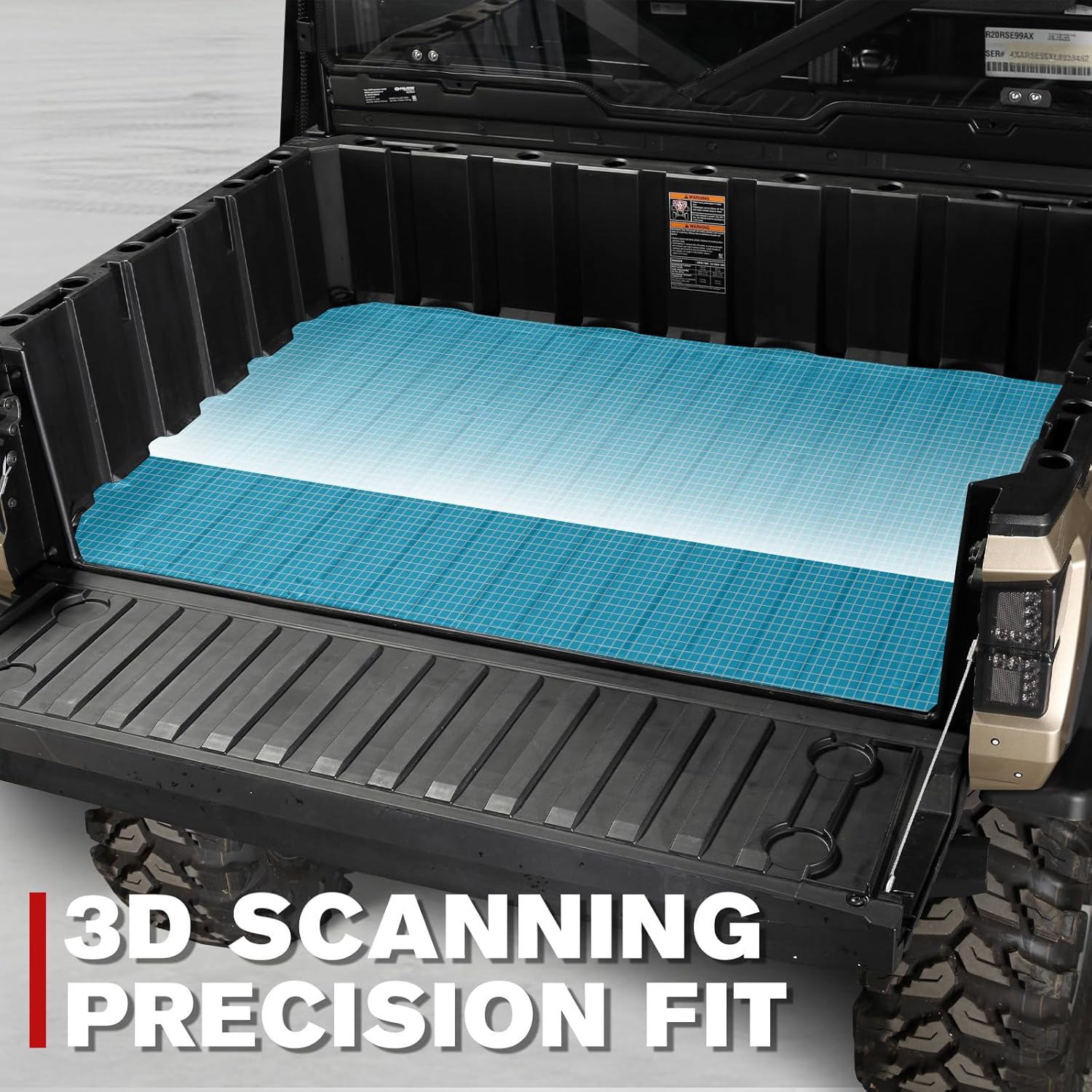 AUPOWER Cargo Bed Mat for Polaris Ranger 1000/1000 XP/1000 XP Crew/Kinetic 2018-2026, UTV Cargo Truck Rear Slush Liner, All Weather TPE Material Protection Accessories, Black, 1PC - Image 2