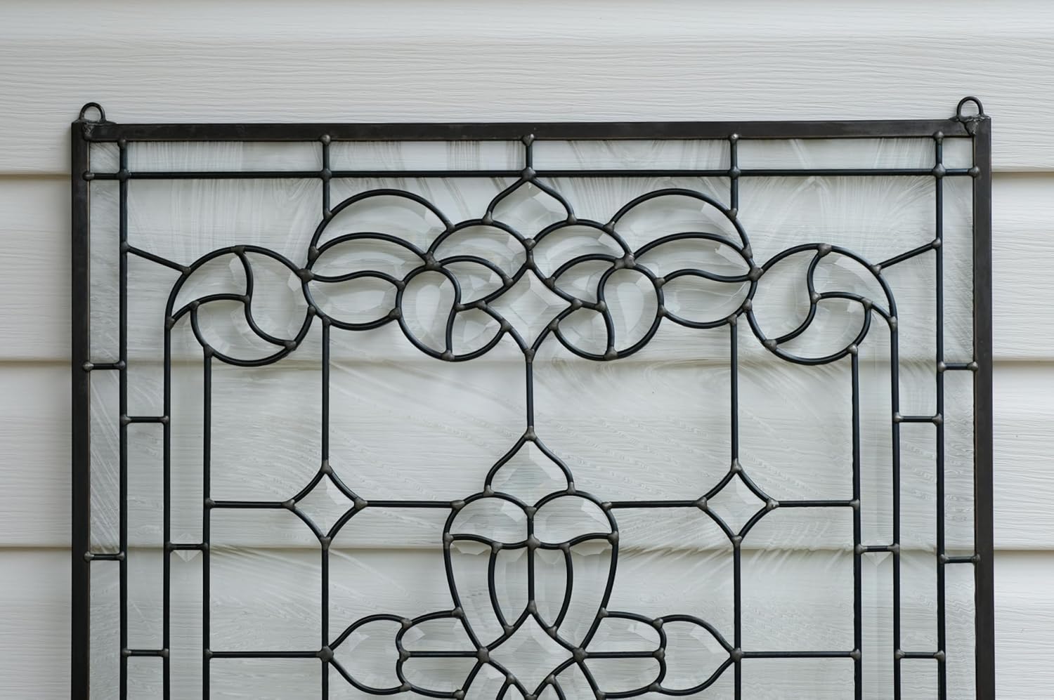 All Clear Beveled Stained Glass Hanging Window Panel, 24" x 28"