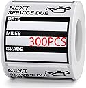 for Oil Change Stickers Vinyl 300 Pcs 2”x 2” Service Black Stickers, Next Service Due Reminder Sticker Labels, Easy to Write on, Easy to Peel with No Residue