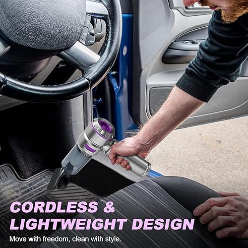 Miniatura 8 de Aspiradora portátil inalámbrica para automóvil, 18000 PA de alta potencia con motor sin escobillas, plumero de aire 4 en 1, soplador, bomba y mini