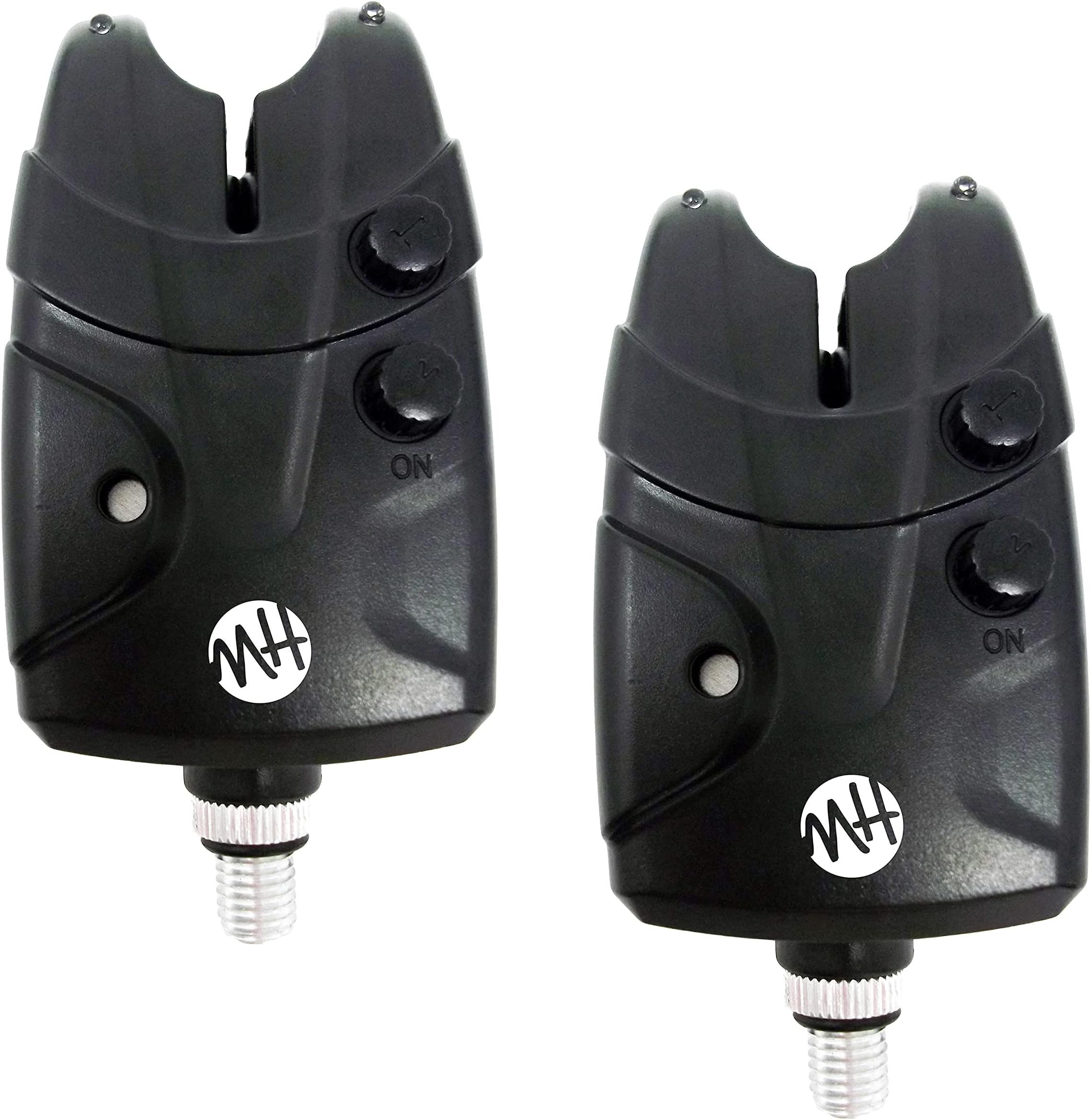 Pack of 2 Water Resistant Multi-function Bite Alarm Carp with LED Lights and Audio Via Speaker Variable Volume & Tone - For Carp, Tench, Bream and Barbel [99-8021], Black