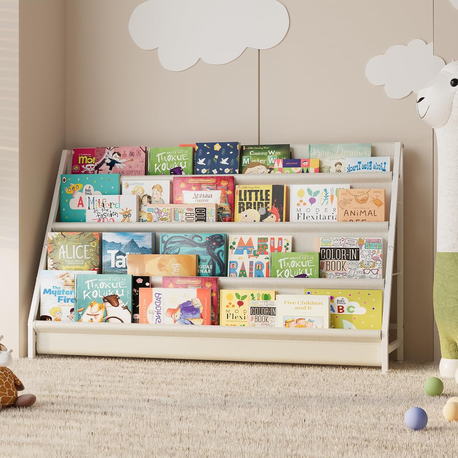 4-Tier Extended Kids Bookshelf, Book Shelf for kids rooms,bookshelf for kid