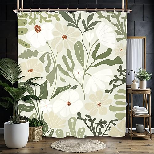 Miniatura 15 de Miyotaa Juego de cortina de ducha retro a cuadros de 60 pulgadas de ancho x 71 pulgadas de alto, 70, colorido, estético, moderno, pastel, Y2K,