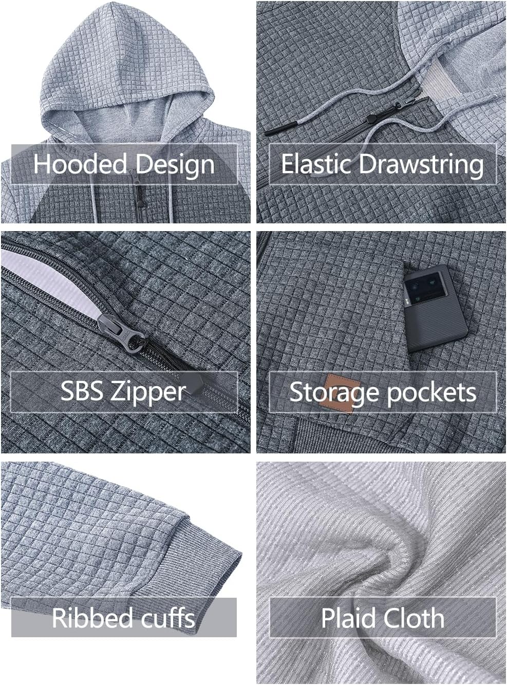 yuyangdpb Men's Zip Up Hoodie Lightweight Hooded Sweatshirt Jackets With Kanga Pocket