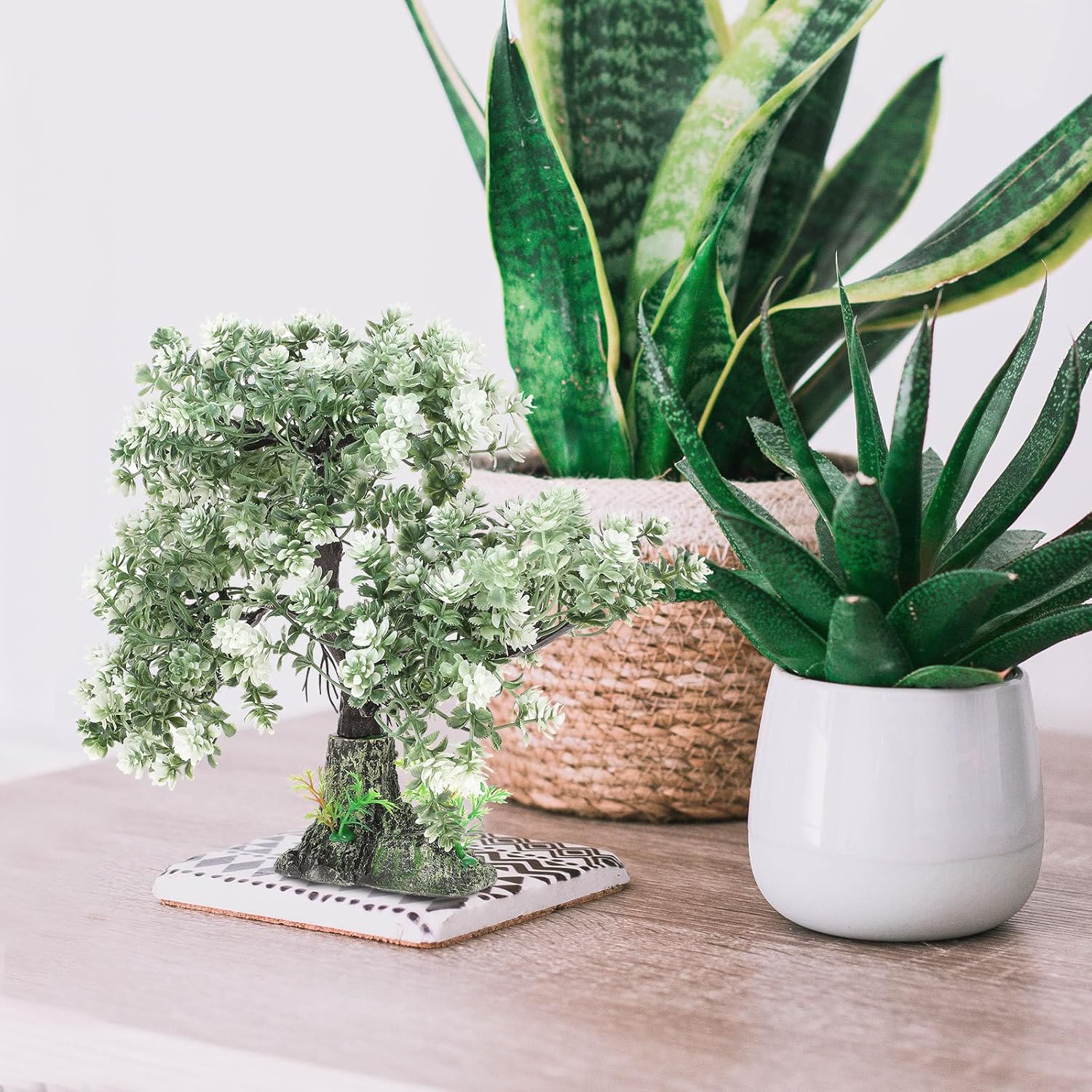 iplusmile Aquarium Decor Fake Tree with Resin Base Realistic Simulated Water Grass Rockery Small Tree Decorative Freshwater Aquarium Decoration for Home Office Fish Tank