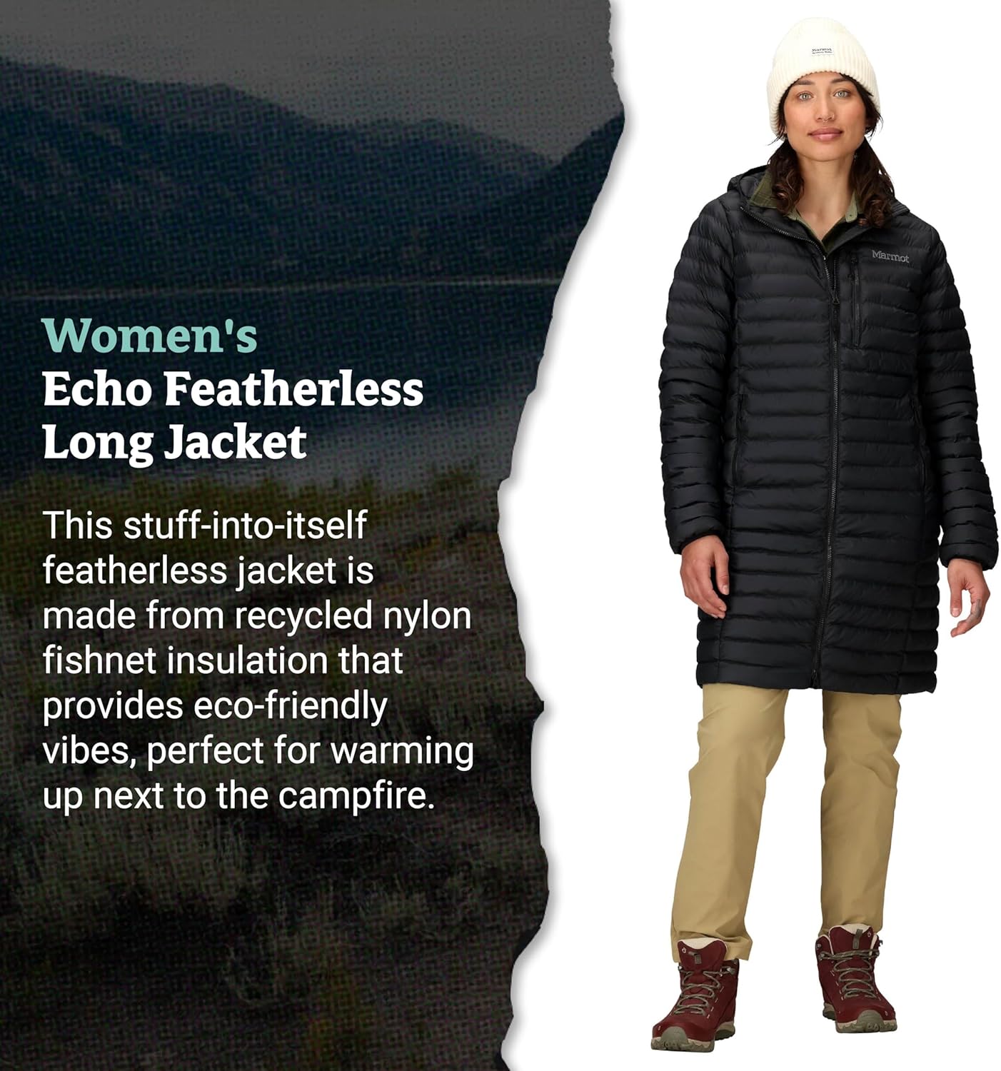 MARMOT Women's Women's Echo Featherless Long Jacket - Lightweight, Hooded, Down-alternative Insulated Jacket