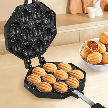 Walnut Cookie Mould 10 Hole Aluminum Alloy Walnut Cookie Maker with Detachable Handle Oreshki Nut Mould for Kitchen