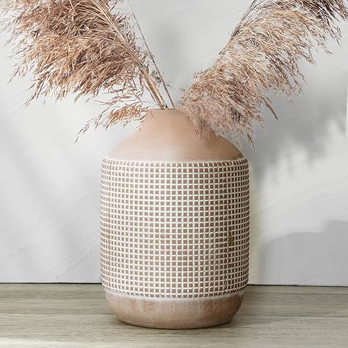 CEWOR Ceramic Rustic Vase, 7.6 Inch Farmhouse Boho Vase Sand Glaze Decorative Rustic, Pottery Decorative Vase for Home Decor, Dining Table, Living Room Decor, Bookshelf Decor