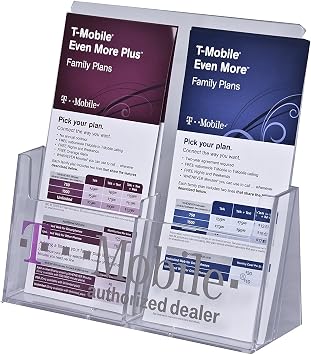 Clear-Ad - Acrylic 2 Pocket Trifold Brochure Holder 4x9 - Desktop Rack Card Organizer - Pamphlet Display Stand - LHF-S130 Pack of 4