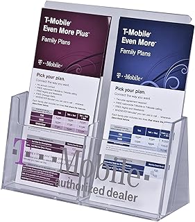 Clear-Ad - Acrylic 2 Pocket Trifold Brochure Holder 4x9 - Desktop Rack Card Organizer - Pamphlet Display Stand - LHF-S130 (Pack of 25)
