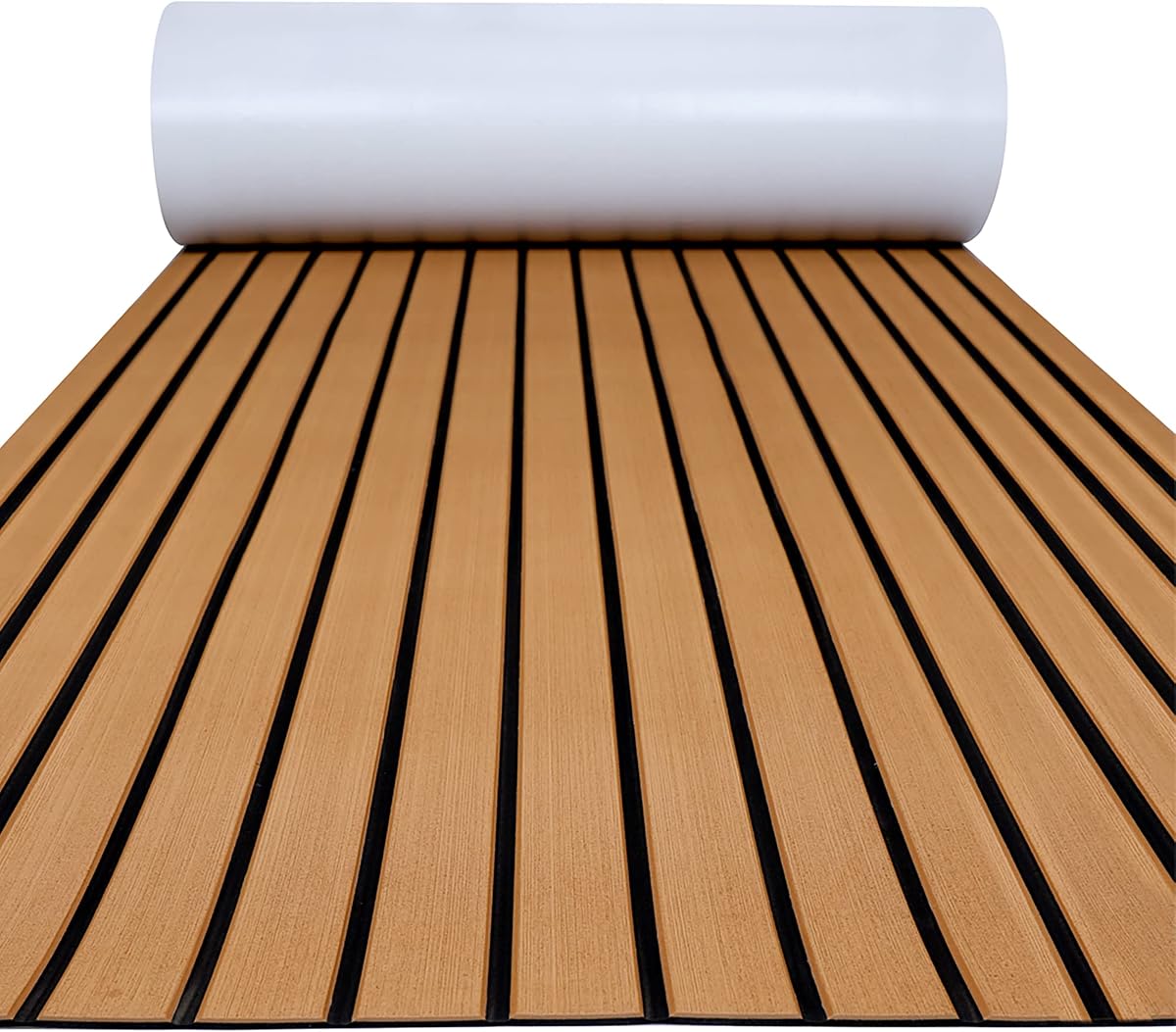 FOCEAN Boat Flooring EVA Foam Boat Decking Faux Teak Marine Flooring Marine Mat Sheet for Motorboat Jon Boats Bass Boat RV Kayak, 94.5"x 47.2"/35.4"/23.6"/15.7"