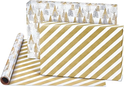 Miniatura 5 de American Greetings Paquete de papel de regalo dorado de 80 pies cuadrados (copos de nieve) para Navidad, Hanukkah, Kwanzaa y todas las fiestas (4