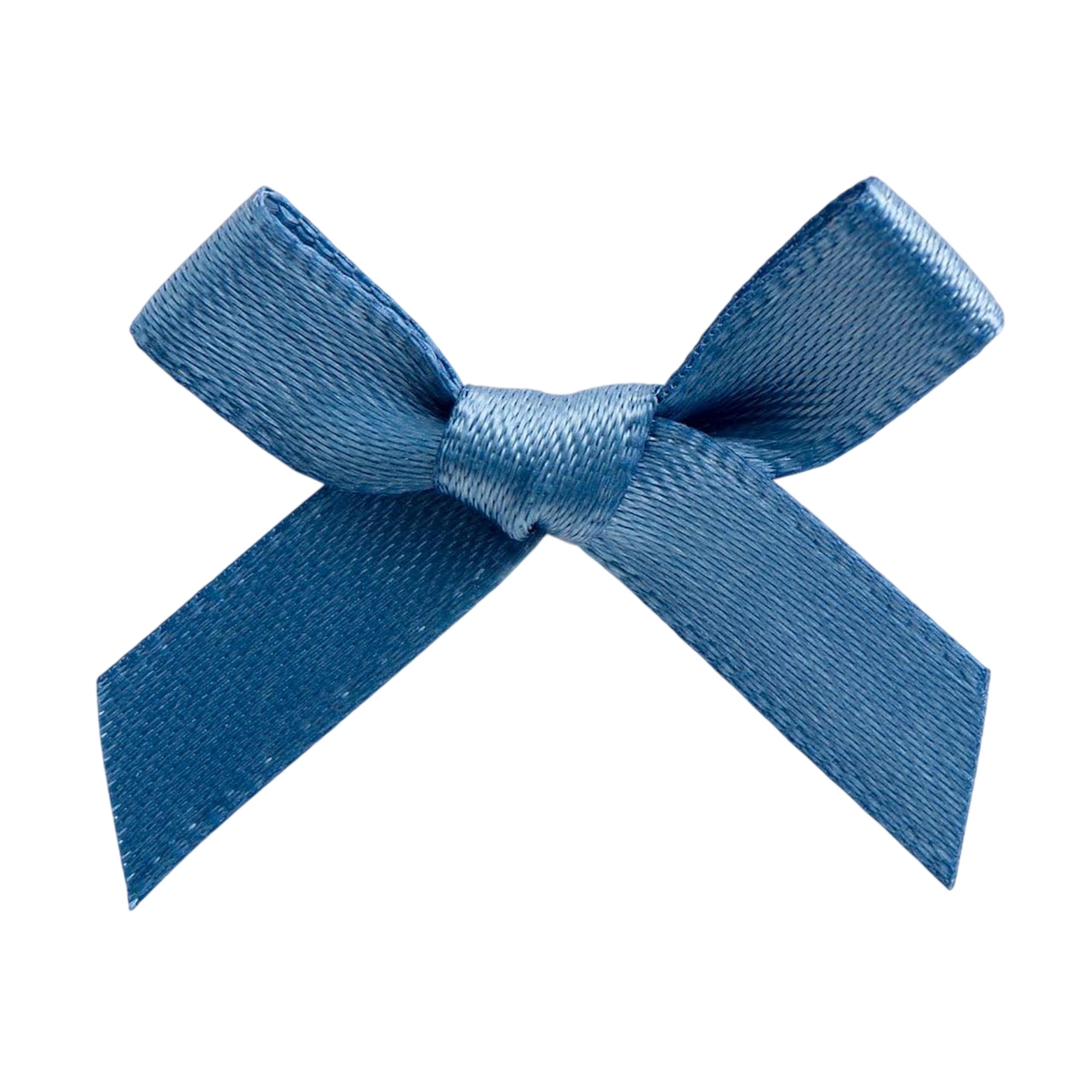 Italian Options Mini Satin Ribbon Bows, Small Bow Decorations for Crafts, Gifts, Hampers, Hair Bow, Wedding Stationery, Floristry, Christmas, Cakes, Crafting, Smoke Blue, 100 Pack, 3 cm — image 1