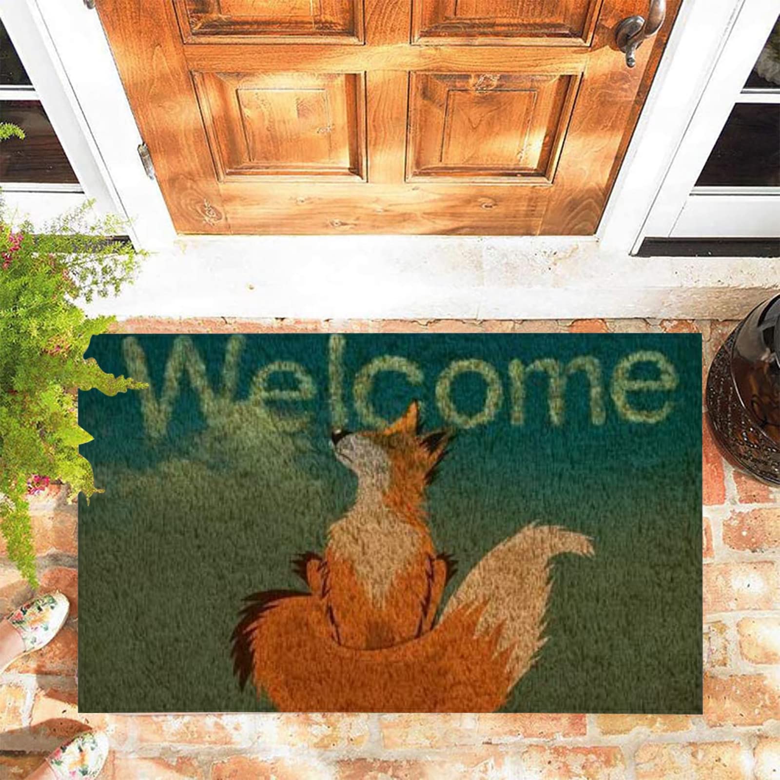 JOOCARDoor Mat Welcome Funny Animal Proud Fox Door Mat for Indoor, 40x60 cm, Non-slip Entrance Rug Machine Washable Soft Doormats for Kitchen Bathroom Bedroom