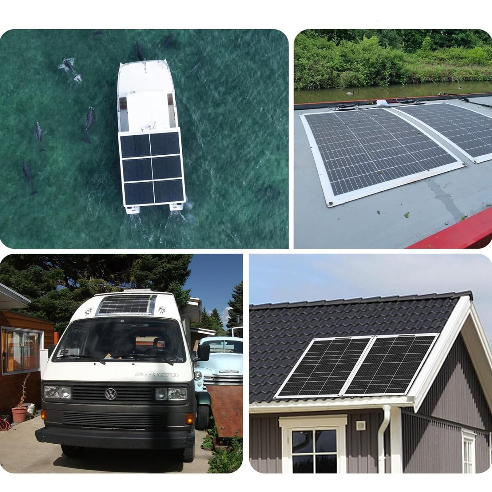 Półelastyczne Panele Słoneczne (150w/300w/450w/600w), ładowarka Do Paneli Słonecznych, ładowanie Baterii 12 V + ładowarka 40a, Do łodzi, Samochodu, Domu, Ogrodu,150W