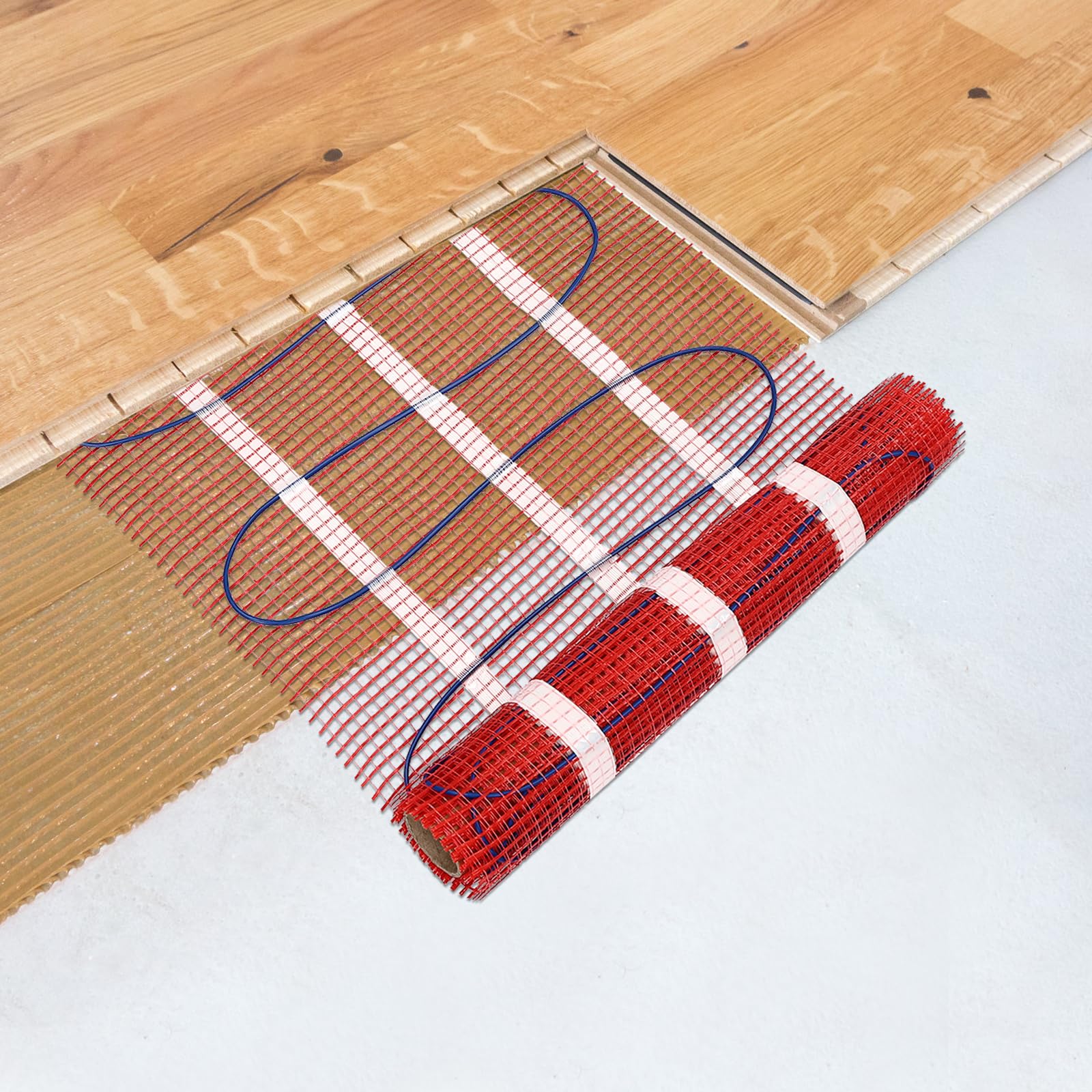 Riscaldamento a pavimento, 3 m²/30 ft², tappetino riscaldante rettangolare, sistema di riscaldamento a pavimento, kit di tappetini per riscaldamento con regolazione precisa della temperatura, 450 W
