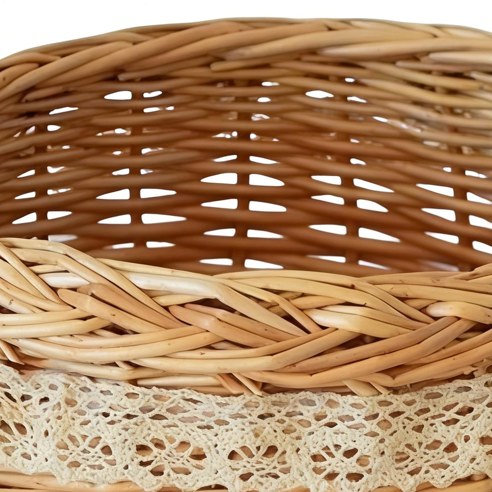 Panier de pique-nique en osier naturel tissé pour la maison – Petit panier de pique-nique, pour Pâques, extérieur, plage, cueillette de fruits, légumes, œufs, fleurs, cuisine, salon
