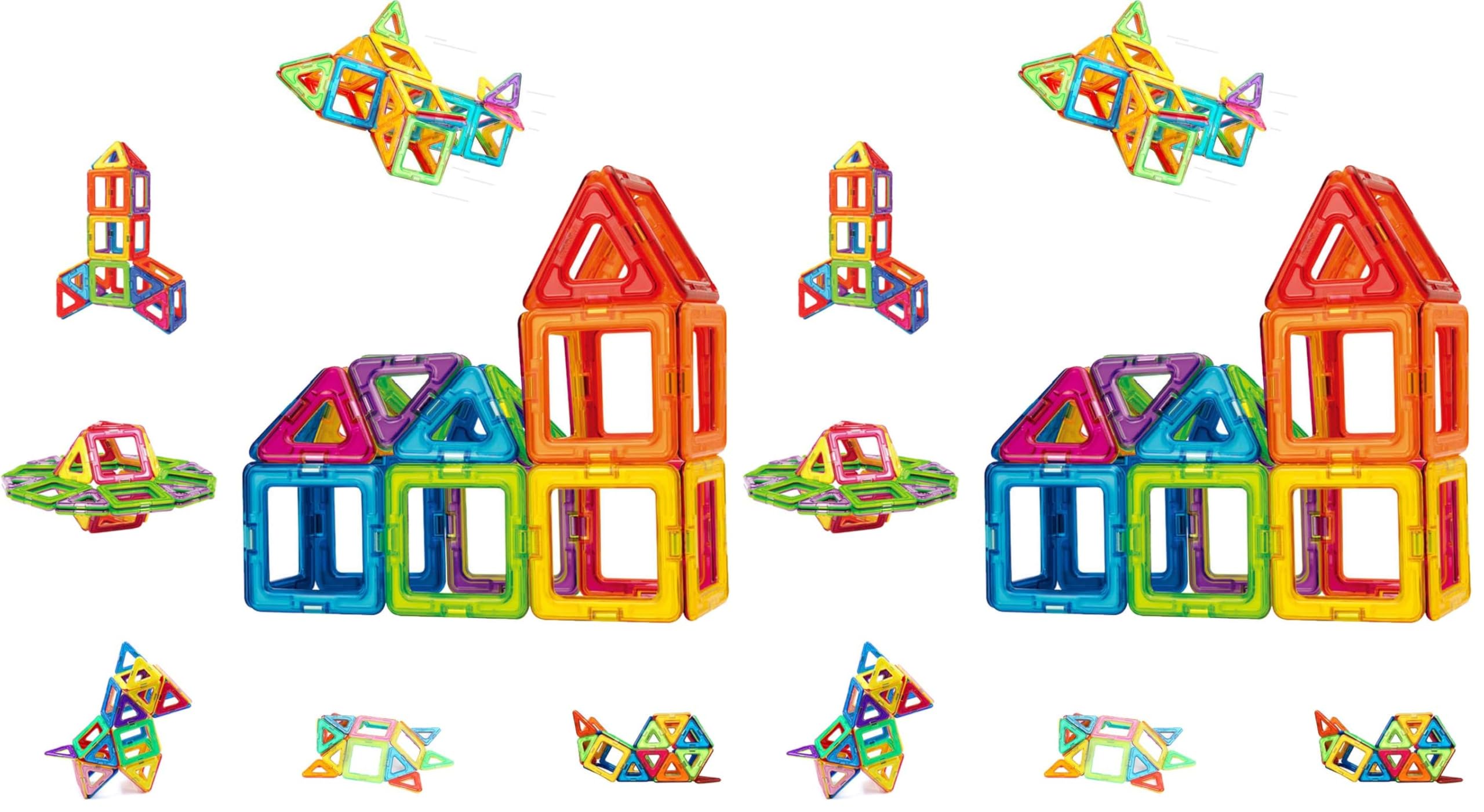 CONDIS Magnetische Bausteine 42 Teile, Magnetspiel STEM Magnetbausteine, kreatives Bildungs Spielzeug für Montessori Spielzeug Vorschule Lernen für Jungen und Mädchen ab 3 Jahre (Packung mit 2)