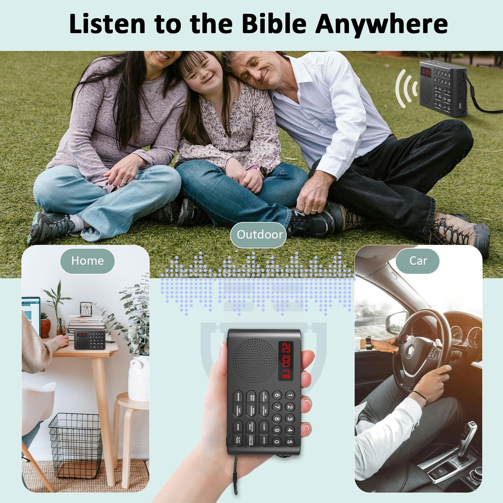 Lamborsafe KJV - Lettore biblico audio per anziani/ciechi/bambini, versione audio elettronico della Bibbia King James, ascolta il nuovo e l'antico testamento sempre e ovunque, resistente e leggero