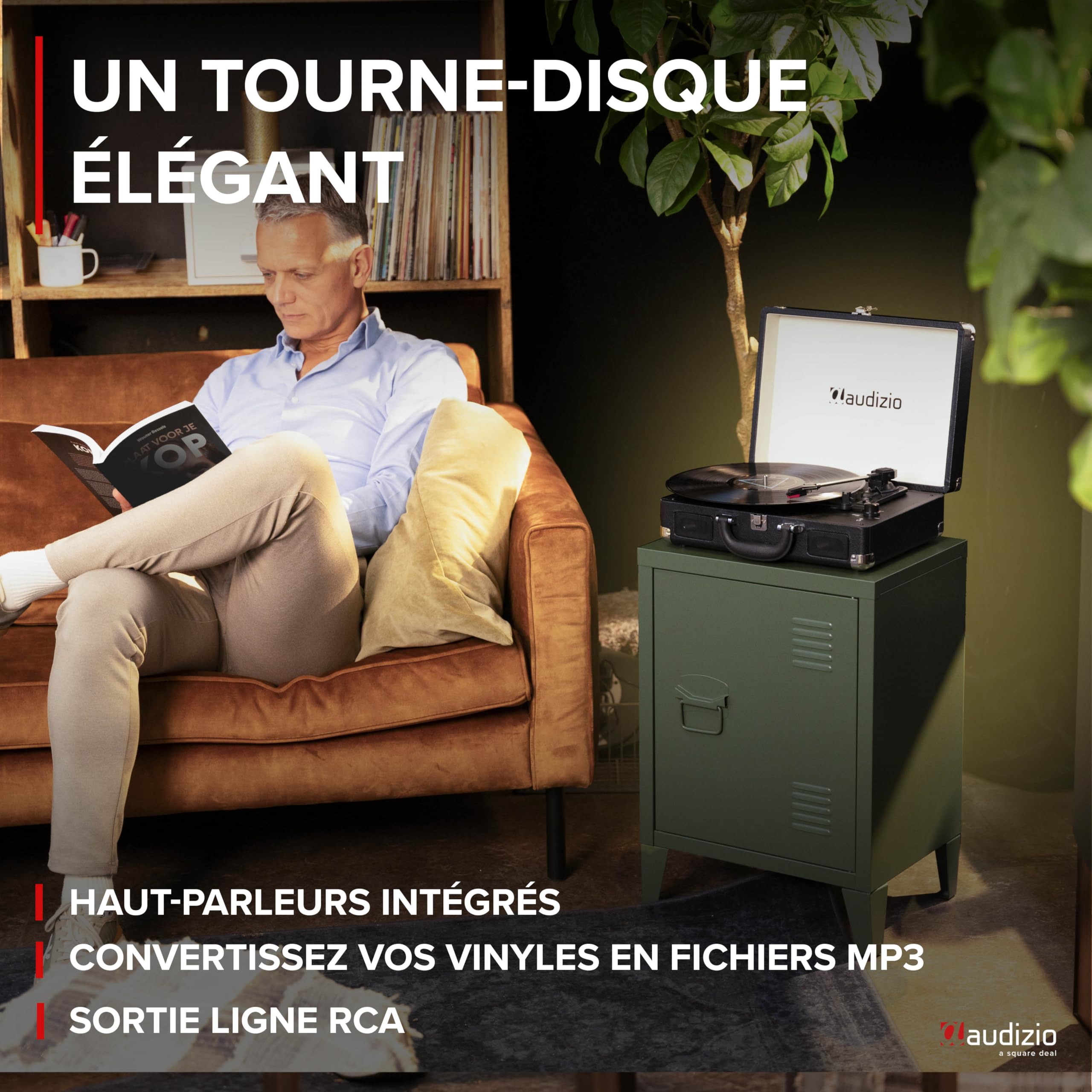 Audizio RP114BK Platine Vinyle Rétro avec Haut-Parleurs Intégrés - Noire, Lecture 33/45 & 78 Tours, Fonction de Numération pour Ordinateur, Idéal pour Écouter Vos Anciens Vinyles Préférés