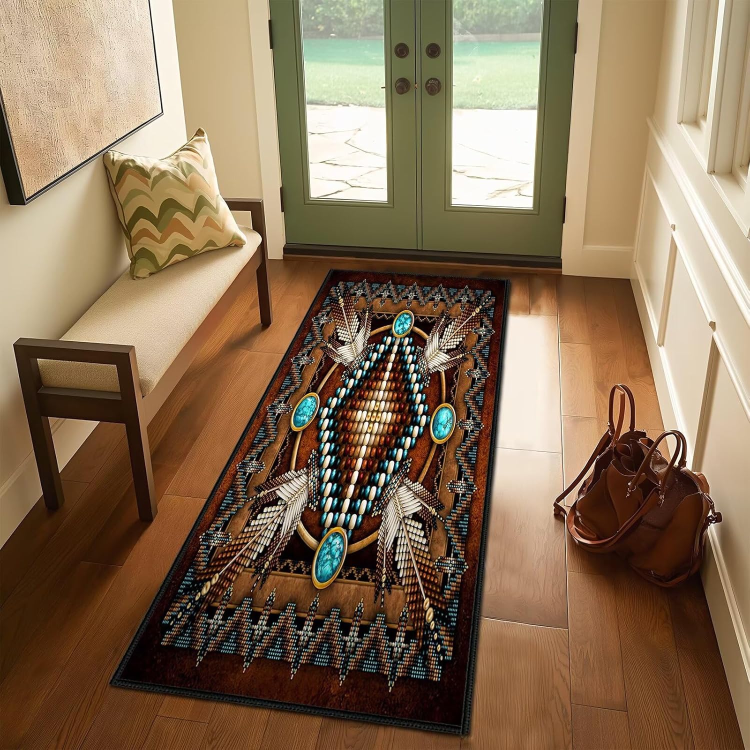 Southwestern Runner Rug 2x6 Hallway Rug Rustic South Western Aztec Tribal Native American Indian,Vintage Area Rugs Non Slip Washable Runner Carpet Throw Accent Carpets for Entryway Kitchen Bedroom - Image 4