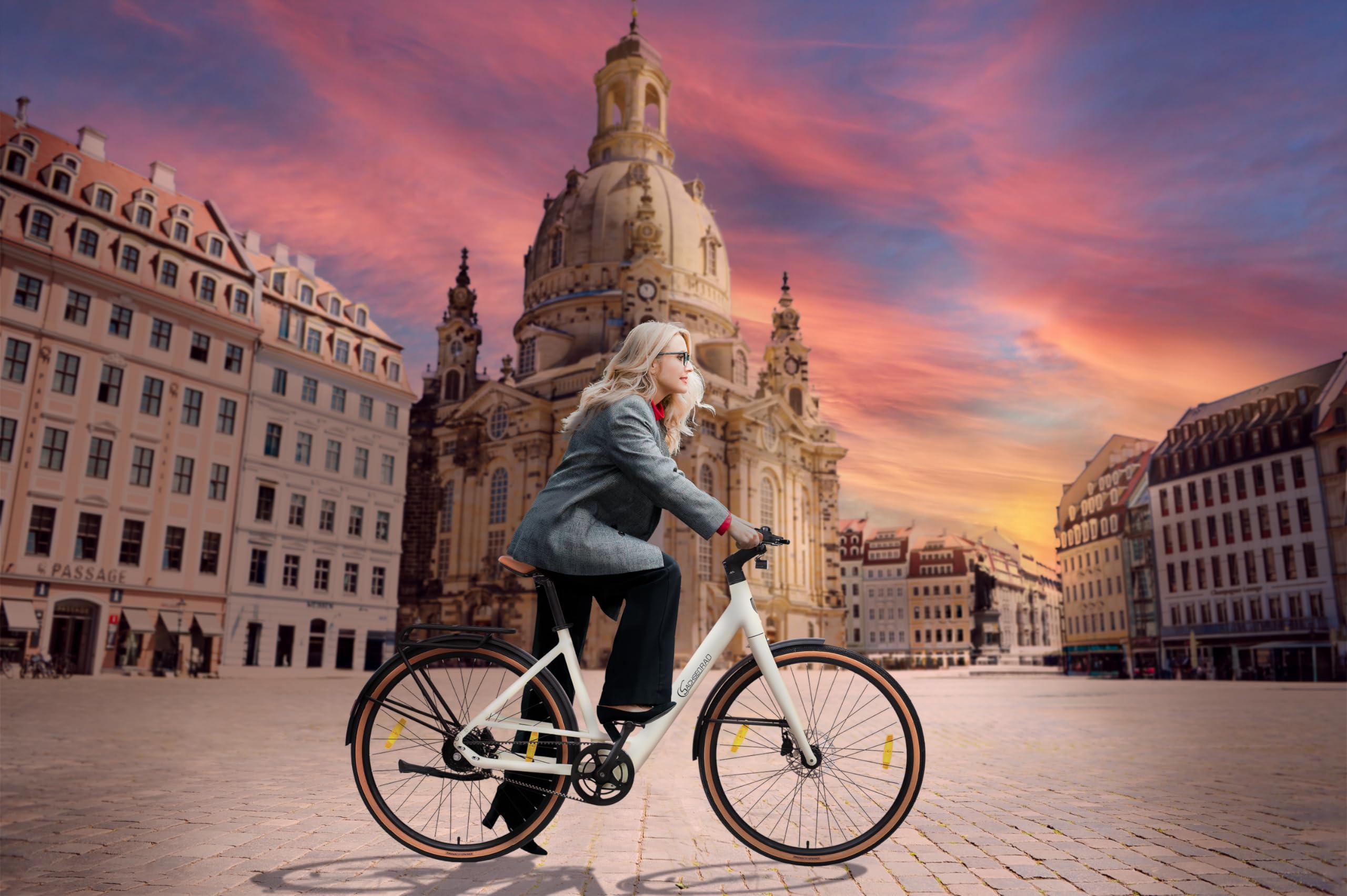 Vélo Électrique Adulte C3F - VAE Ville Urbain Ultra Léger 16kg - Transmission par Courroie et Capteur de Couple - Roues 28 Pouces - Design Minimaliste Blanc Marbre