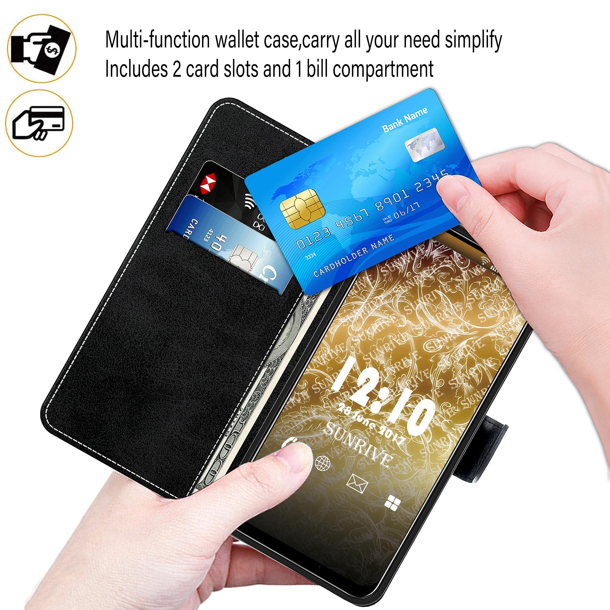 Cover Portafoglio Per Huawei Y6s/Y6 2019: Custodia In Pelle Con Magnetica, Supporto E Slot Carte