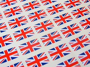 Pack of 64, 20x12mm, Union Jack British Self-Stick GB Flag Labels Great Britain Stickers